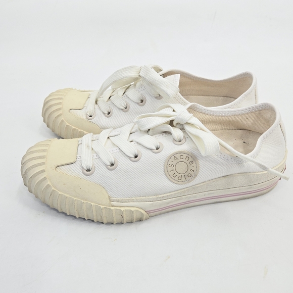 Acne‎ Studios Sneakers Brady Cream Cotton Canvas - Picture 7 of 15